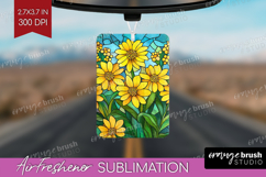 Stained Glass Air Freshener PNG - Flowers PNG Sublimation Product Image 1