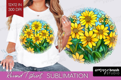 Stained Glass Round Tshirt Background - Flowers PNG Product Image 1