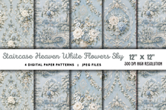 Staircase Heaven White Flowers Sky JPG Product Image 1