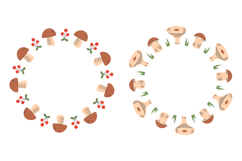 Fall Mushroom Wreaths PNG Product Image 5