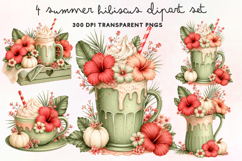 Summer Hibiscus Clipart PNG Product Image 1