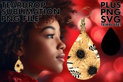 Teardrop Earrings: Sunflower &amp; Leopard Sublimation Product Image 1
