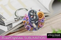 Tibetan Mastiff Keychain Dog Sublimation Floral PNG Product Image 1