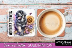 Dog Square Coaster - Dog Mom Floral Coaster Sublimation Product Image 1