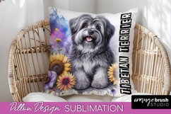 Dog Pillow Cover - Dog Mom Floral Pillow Sublimation Product Image 1