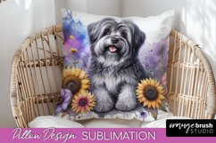 Tibetan Terrier Pillow Cover Dog Sublimation Floral PNG Product Image 1