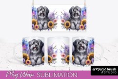 Tibetan Terrier Mug Wrap Dog Sublimation Floral PNG Product Image 1