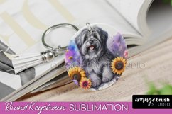 Tibetan Terrier Keychain Dog Sublimation Floral PNG Product Image 1
