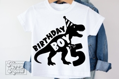 TRex 5th Birthday Boy SVG - Five Dinosaur Shirt Clipart PNG Product Image 3