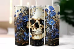 Vintage Scull with Flowers Tumbler Wrap | Halloween Tumbler Product Image 2