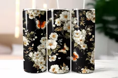 Floral Tumbler Wrap | Elegant Floral Silk Fabric Texture Product Image 2