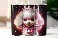 Puppy Princess Tumbler Wrap Sublimation | Pink Poodle PNG Product Image 2