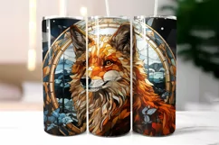 Stained Glass Christmas Fox Tumbler Wrap | Fox Stained Glass Product Image 2