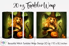 Halloween Witch Tumbler Wrap | Fantasy Beautiful Witch Print Product Image 1