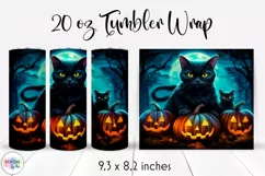 Black Cat Halloween Pumpkins Tumbler Wrap 20 oz Product Image 1
