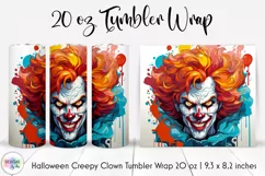 Creepy Clown Face Tumbler Wrap Design | Scary Clown Print Product Image 1