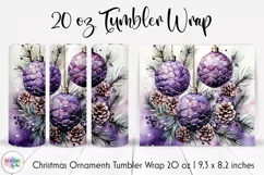 Christmas Tumbler Wrap with Purple Christmas Bulbs and Pine Product Image 1