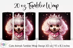 Puppy Princess Tumbler Wrap Sublimation | Pink Poodle PNG Product Image 1