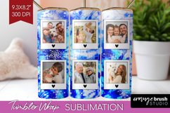 Winter Photo Frame Tumbler Wrap - Tie Dye Background Product Image 1
