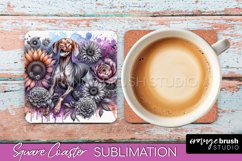 Vizsla Square Coaster Dog Sublimation Floral PNG Product Image 1