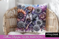 Vizsla Pillow Cover Dog Sublimation Floral PNG Product Image 1