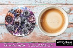 Vizsla Round Coaster Dog Sublimation Floral PNG Product Image 1