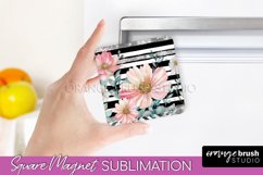Pink Flowers Magnet Sublimation - Watercolor Magnet Design Product Image 1