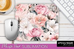 Floral Mouse Pad PNG - Pink Flowers Mousepad Sublimation Product Image 1