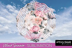 Pink Flowers Wind Spinner - Summer Wind Spinner Sublimation Product Image 1
