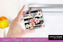 Pink Flowers Magnet Sublimation - Watercolor Magnet Design Product Image 1