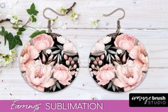 Watercolor Flowers Earrings, Pink Floral Earring Sublimation Product Image 1