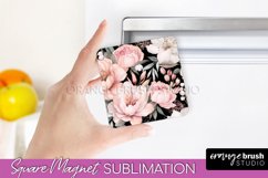 Pink Flowers Magnet Sublimation - Watercolor Magnet Design Product Image 1