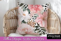 Watercolor Flowers Pillow Cover - Summer Pillow Sublimation Product Image 1