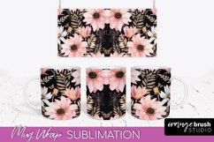 Pink Watercolor Flowers Mug Wrap - Floral Mug Sublimation Product Image 1