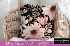 Watercolor Flowers Pillow Cover - Summer Pillow Sublimation Product Image 1