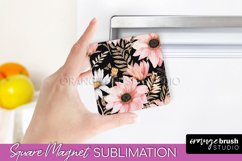 Pink Flowers Magnet Sublimation - Watercolor Magnet Design Product Image 1