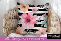 Watercolor Flowers Pillow Cover - Summer Pillow Sublimation Product Image 1