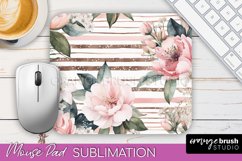 Floral Mouse Pad PNG - Pink Flowers Mousepad Sublimation Product Image 1