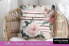 Watercolor Flowers Pillow Cover - Summer Pillow Sublimation Product Image 1
