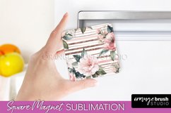 Pink Flowers Magnet Sublimation - Watercolor Magnet Design Product Image 1