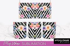Pink Watercolor Flowers Mug Wrap - Floral Mug Sublimation Product Image 1