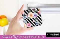 Pink Flowers Magnet Sublimation - Watercolor Magnet Design Product Image 1