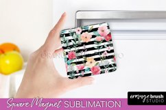 Pink Flowers Magnet Sublimation - Watercolor Magnet Design Product Image 1