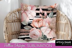 Watercolor Flowers Pillow Cover - Summer Pillow Sublimation Product Image 1