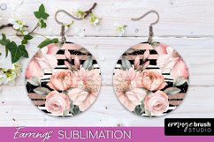Watercolor Flowers Earrings, Pink Floral Earring Sublimation Product Image 1