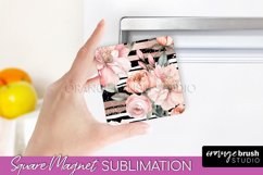 Pink Flowers Magnet Sublimation - Watercolor Magnet Design Product Image 1
