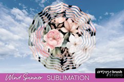 Pink Flowers Wind Spinner - Summer Wind Spinner Sublimation Product Image 1