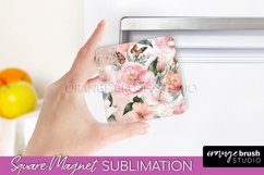Pink Flowers Magnet Sublimation - Watercolor Magnet Design Product Image 1