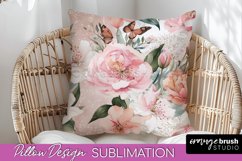 Watercolor Flowers Pillow Cover - Summer Pillow Sublimation Product Image 1