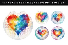 Heart Keychain And Car Coaster Sublimation Design Product Image 1